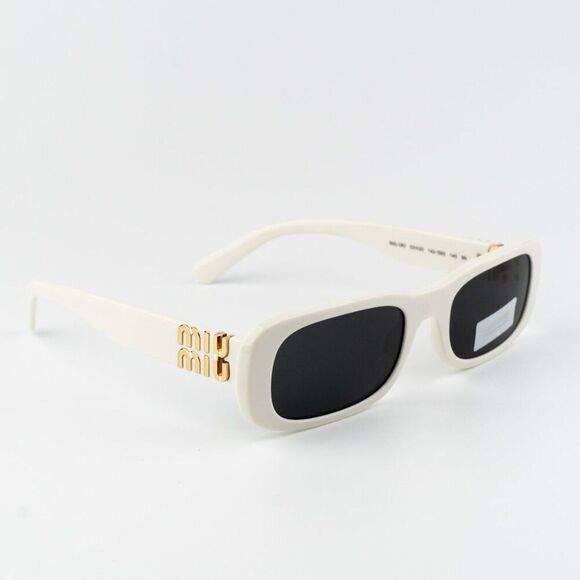 NEW Miu Miu MU08ZS 1425S0 GLIMPSE Ivory Grey Rectangle Women Sunglasses main image 4
